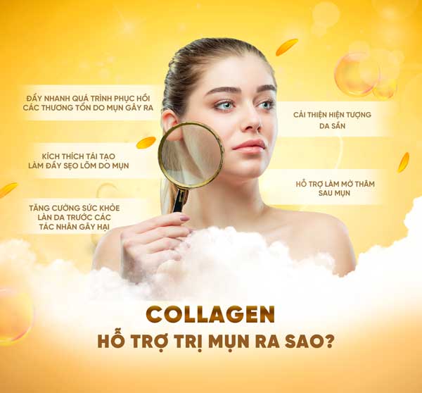 Collagen tươi Làm lành các tổn thương do mụn gây ra